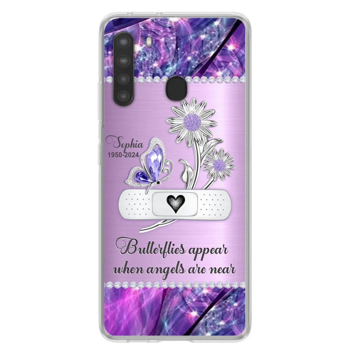 Custom Personalized Memorial Phone Case - Memorial Gift For Family Member - Butterflies Appear When Angels Are Near - Case For iPhone/ Samsung