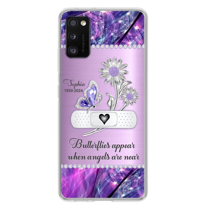 Custom Personalized Memorial Phone Case - Memorial Gift For Family Member - Butterflies Appear When Angels Are Near - Case For iPhone/ Samsung