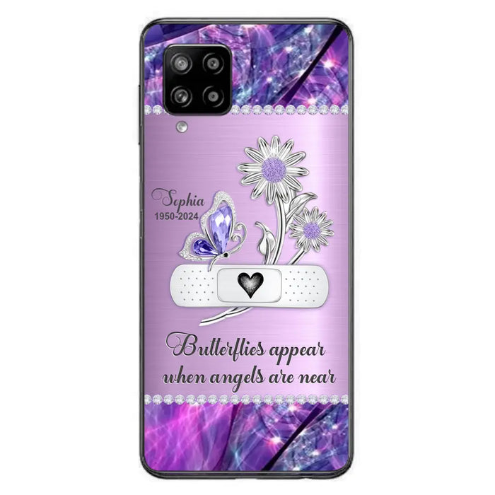 Custom Personalized Memorial Phone Case - Memorial Gift For Family Member - Butterflies Appear When Angels Are Near - Case For iPhone/ Samsung