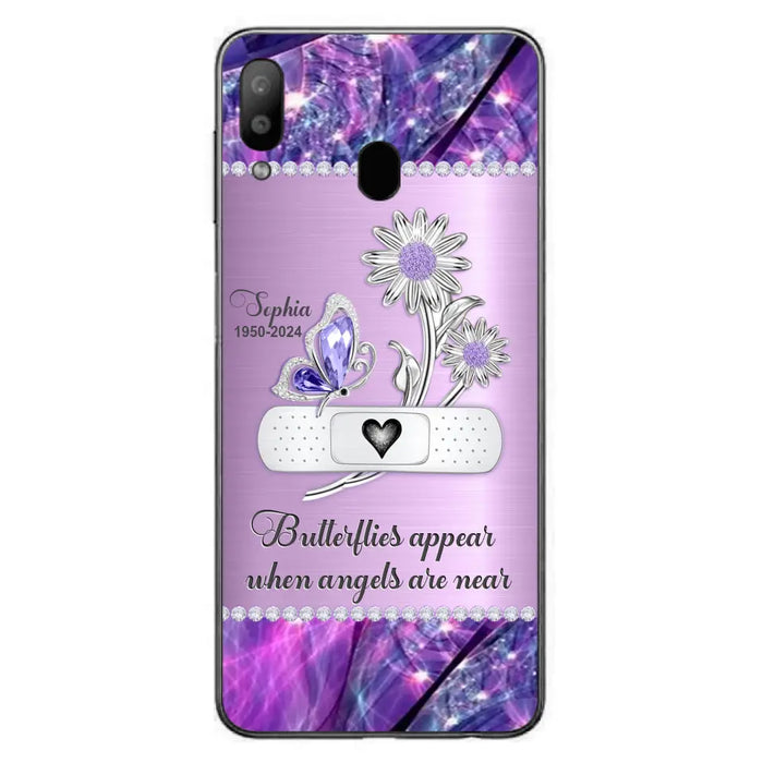 Custom Personalized Memorial Phone Case - Memorial Gift For Family Member - Butterflies Appear When Angels Are Near - Case For iPhone/ Samsung