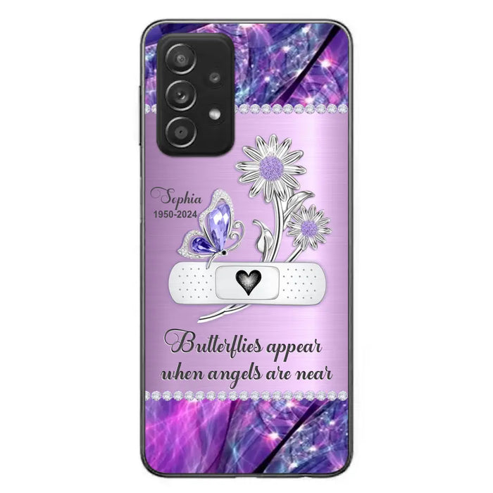 Custom Personalized Memorial Phone Case - Memorial Gift For Family Member - Butterflies Appear When Angels Are Near - Case For iPhone/ Samsung