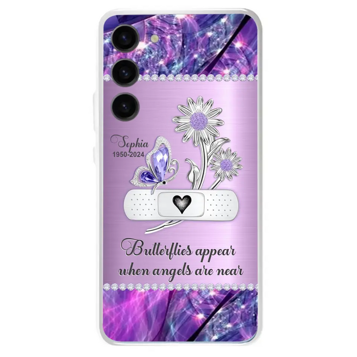 Custom Personalized Memorial Phone Case - Memorial Gift For Family Member - Butterflies Appear When Angels Are Near - Case For iPhone/ Samsung