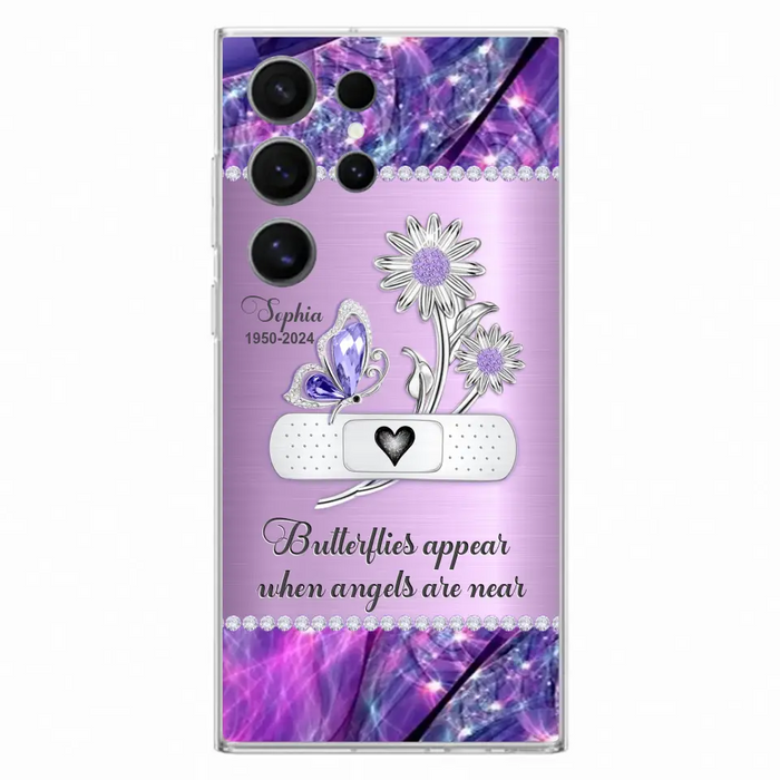 Custom Personalized Memorial Phone Case - Memorial Gift For Family Member - Butterflies Appear When Angels Are Near - Case For iPhone/ Samsung