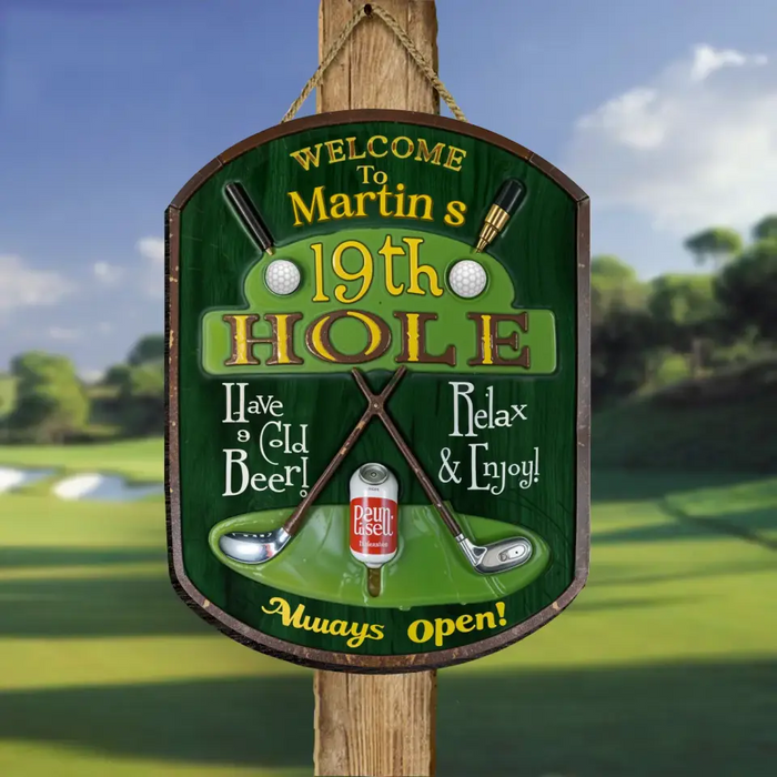 Custom Personalized Welcome Wooden Sign - Gift Idea For Golf Lover