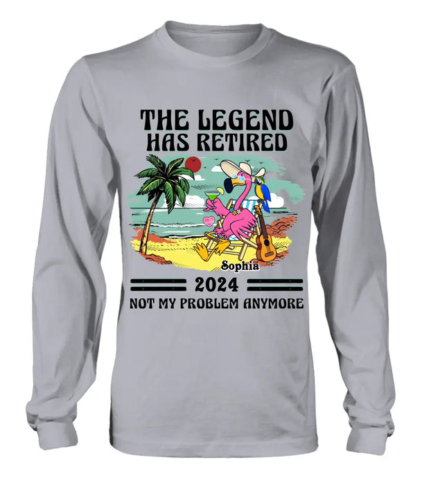 Custom Personalized Retirement Shirt/ Hoodie - Gift Idea To Grandma/ Grandpa/ Father/ Mother/ Colleague - The Legend Has Retired 2024 Not My Problem Anymore