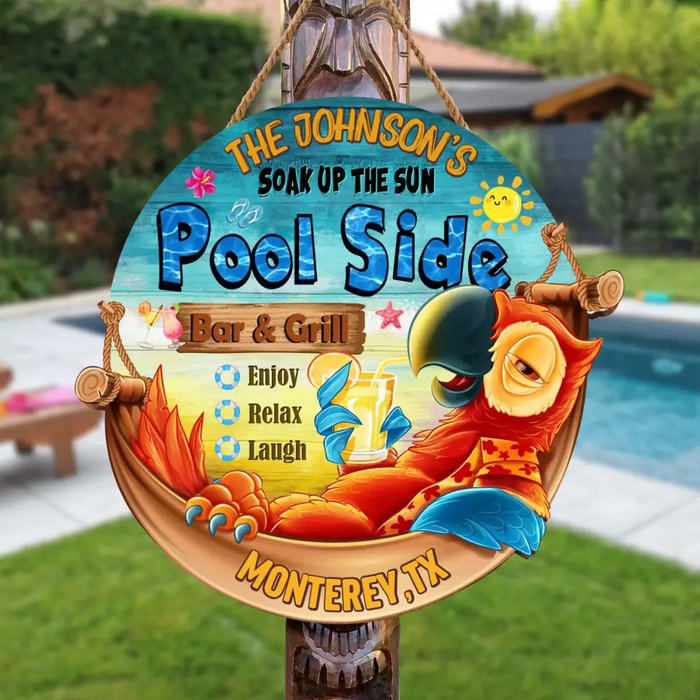 Custom Personalized Pool Side Wooden Sign - Gift Idea For Summer/ Family - Custom Family Name