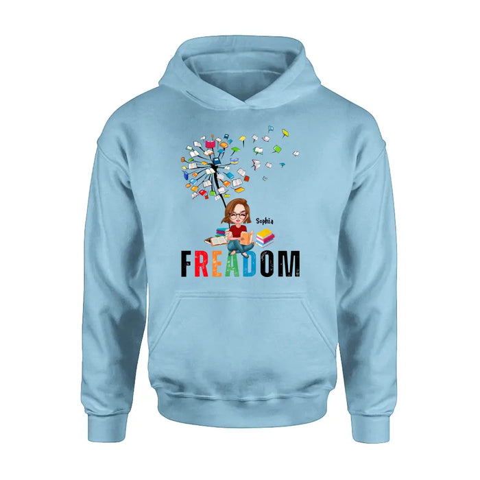 Custom Personalized Freadom Book Lover T-Shirt/ Hoodie - Gift Idea For Reading Lover