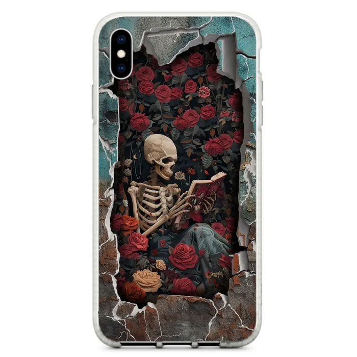 Custom Personalized Bookish Skeleton Phone Case - Reading Book Lover Gift Idea - Case For iPhone/ Samsung