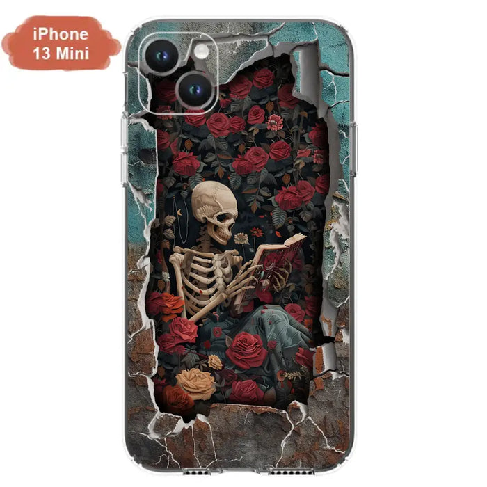 Custom Personalized Bookish Skeleton Phone Case - Reading Book Lover Gift Idea - Case For iPhone/ Samsung