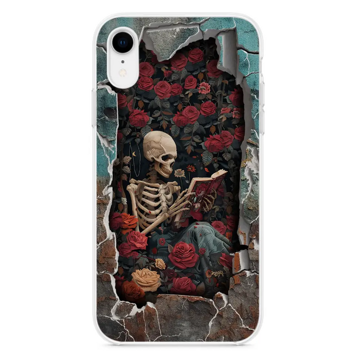 Custom Personalized Bookish Skeleton Phone Case - Reading Book Lover Gift Idea - Case For iPhone/ Samsung