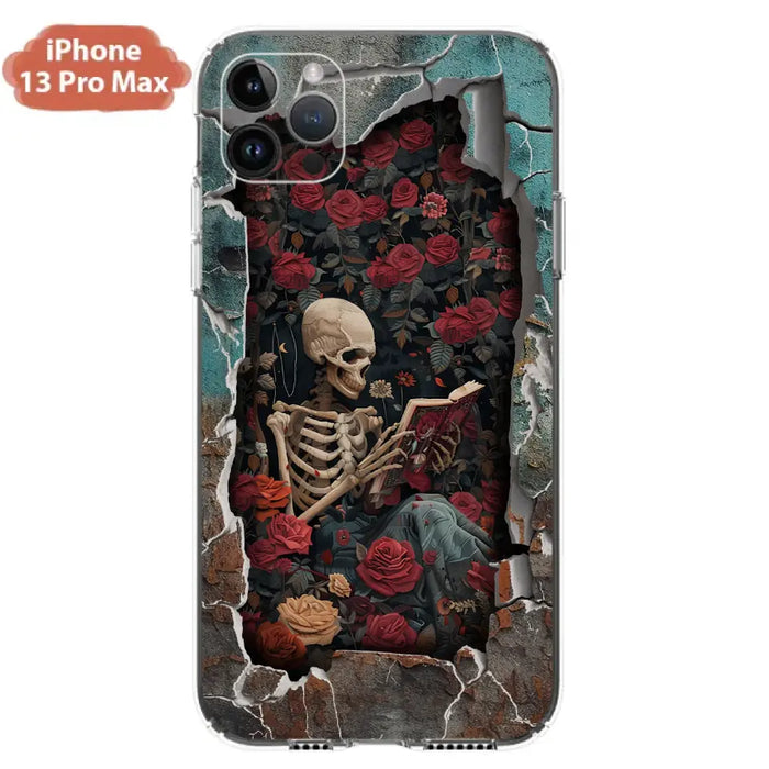 Custom Personalized Bookish Skeleton Phone Case - Reading Book Lover Gift Idea - Case For iPhone/ Samsung