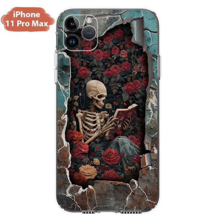 Custom Personalized Bookish Skeleton Phone Case - Reading Book Lover Gift Idea - Case For iPhone/ Samsung