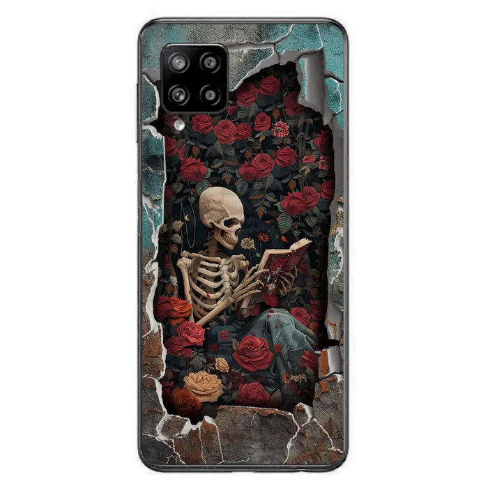 Custom Personalized Bookish Skeleton Phone Case - Reading Book Lover Gift Idea - Case For iPhone/ Samsung