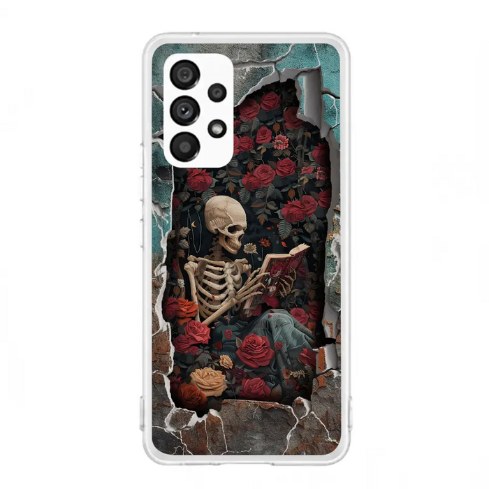 Custom Personalized Bookish Skeleton Phone Case - Reading Book Lover Gift Idea - Case For iPhone/ Samsung