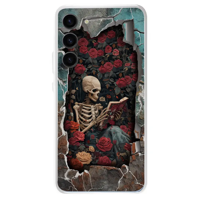 Custom Personalized Bookish Skeleton Phone Case - Reading Book Lover Gift Idea - Case For iPhone/ Samsung