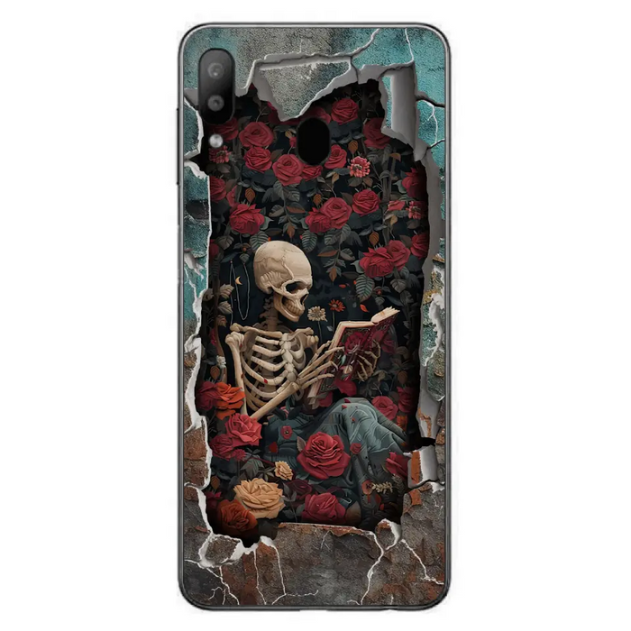 Custom Personalized Bookish Skeleton Phone Case - Reading Book Lover Gift Idea - Case For iPhone/ Samsung