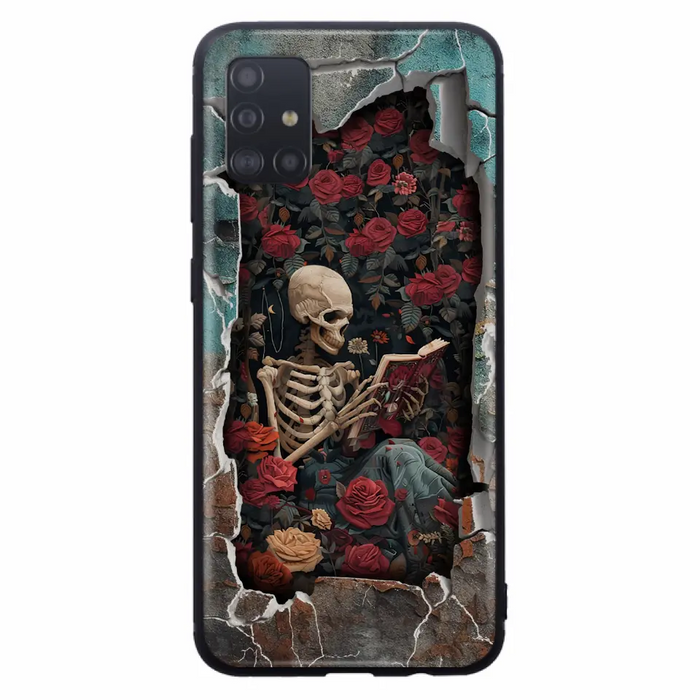 Custom Personalized Bookish Skeleton Phone Case - Reading Book Lover Gift Idea - Case For iPhone/ Samsung