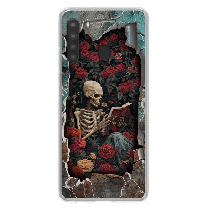 Custom Personalized Bookish Skeleton Phone Case - Reading Book Lover Gift Idea - Case For iPhone/ Samsung