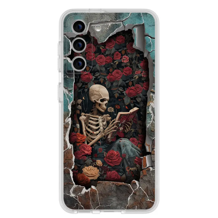 Custom Personalized Bookish Skeleton Phone Case - Reading Book Lover Gift Idea - Case For iPhone/ Samsung