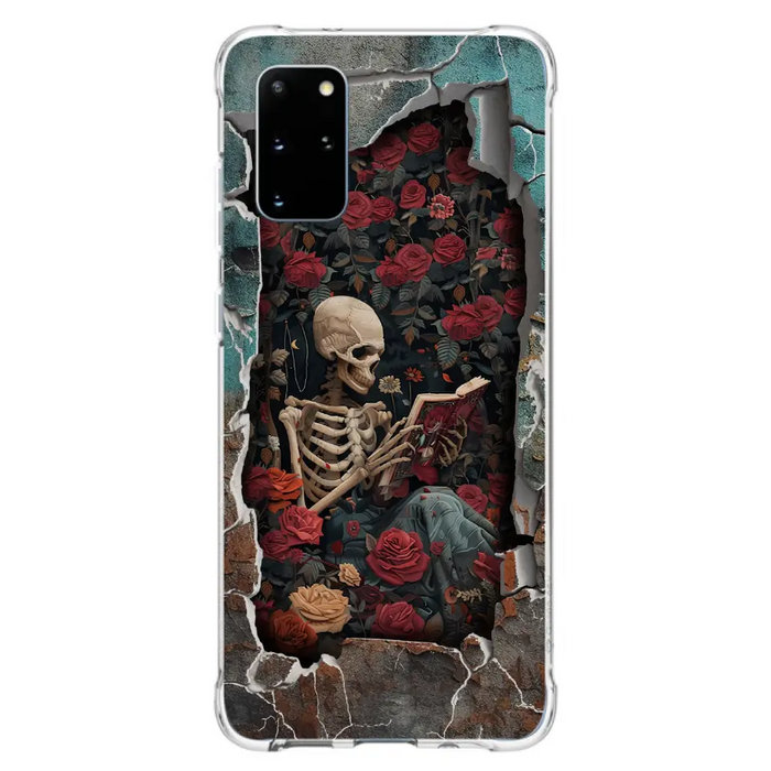 Custom Personalized Bookish Skeleton Phone Case - Reading Book Lover Gift Idea - Case For iPhone/ Samsung