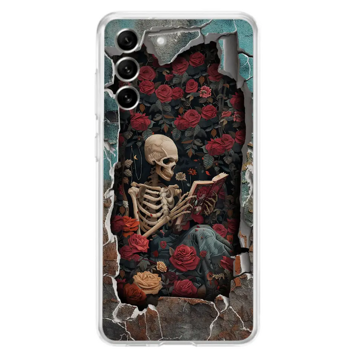 Custom Personalized Bookish Skeleton Phone Case - Reading Book Lover Gift Idea - Case For iPhone/ Samsung