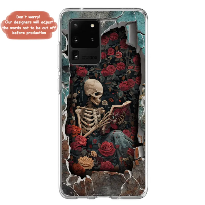 Custom Personalized Bookish Skeleton Phone Case - Reading Book Lover Gift Idea - Case For iPhone/ Samsung