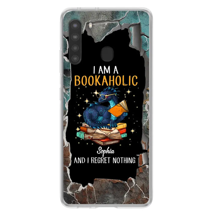 Custom Personalized Reading Book Phone Case - Gift Idea For Book Lovers - I Am A Bookaholic And I Regret Nothing - Case For iPhone/ Samsung