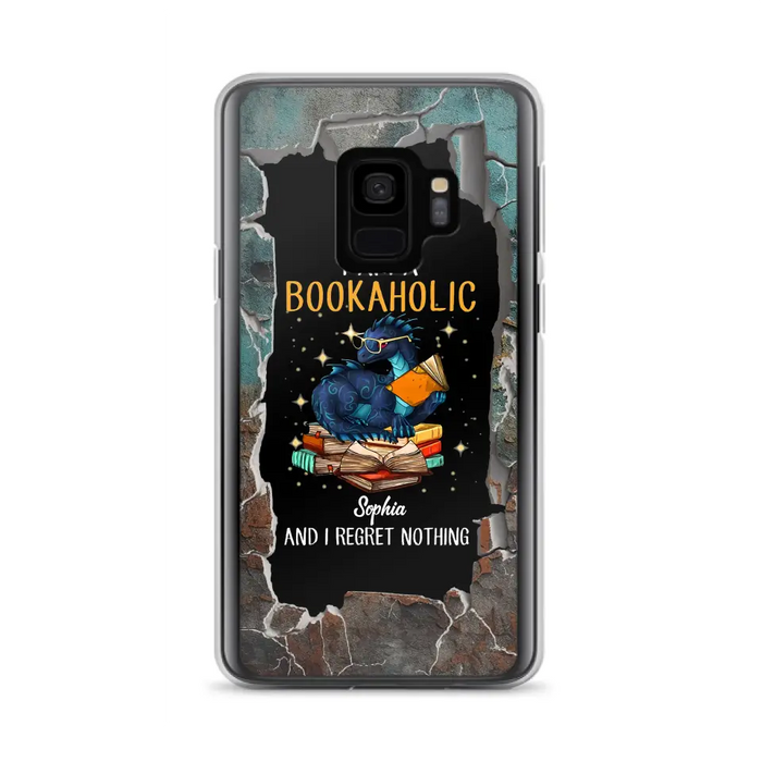 Custom Personalized Reading Book Phone Case - Gift Idea For Book Lovers - I Am A Bookaholic And I Regret Nothing - Case For iPhone/ Samsung