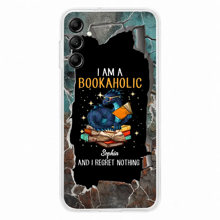 Custom Personalized Reading Book Phone Case - Gift Idea For Book Lovers - I Am A Bookaholic And I Regret Nothing - Case For iPhone/ Samsung