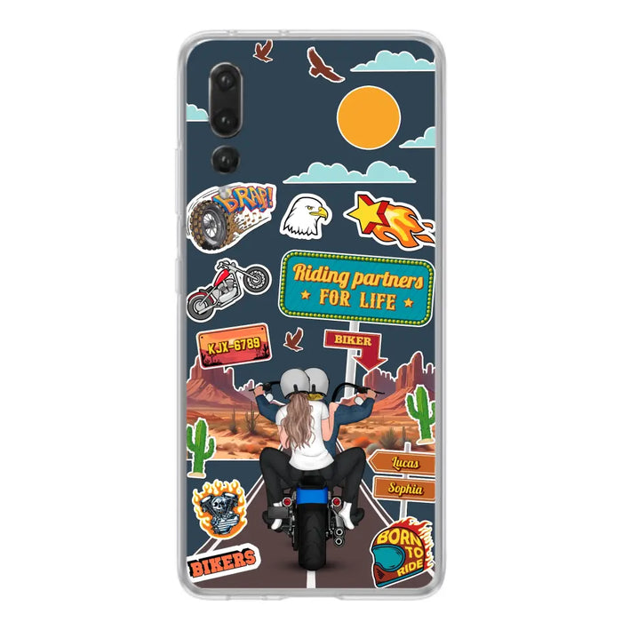 Custom Personalized Motorcycle Couple Phone Case - Gift Idea For Couple/ Husband & Wife/ Bikers - Case Xiaomi/ Oppo/ Huawei