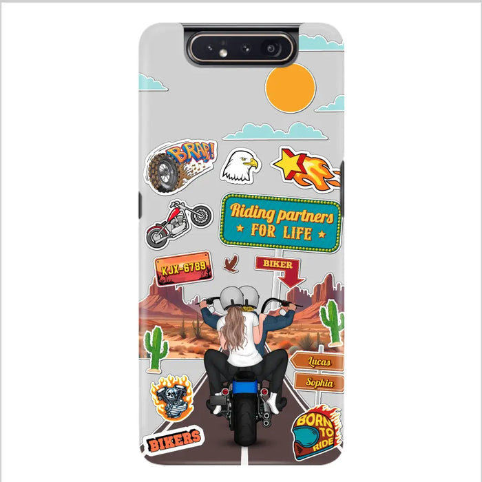 Custom Personalized Motorcycle Couple Phone Case - Gift Idea For Couple/ Husband & Wife/ Bikers - Transparent Phone Case For iPhone/Samsung