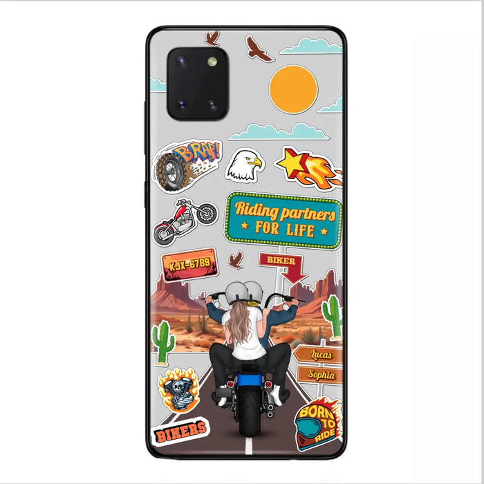 Custom Personalized Motorcycle Couple Phone Case - Gift Idea For Couple/ Husband & Wife/ Bikers - Transparent Phone Case For iPhone/Samsung