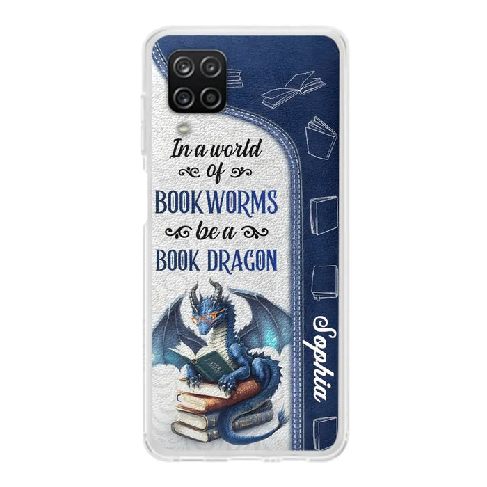 Custom Personalized Book Dragon Phone Case - Gift Idea For Book Lovers - In A World Of Bookworms Be A Book Dragon - Case For iPhone/ Samsung