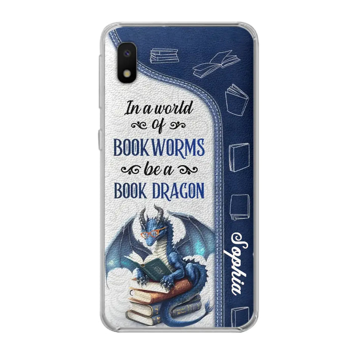 Custom Personalized Book Dragon Phone Case - Gift Idea For Book Lovers - In A World Of Bookworms Be A Book Dragon - Case For iPhone/ Samsung