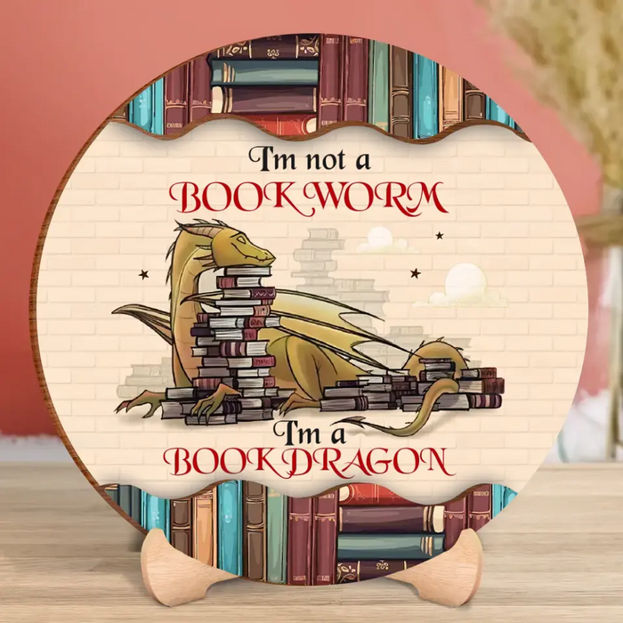 Personalized Dragon Book 2 Layered Wooden Sign - Gift Idea for Books Lover/Bookself Decoration - In A World Of Bookworms Be A Book Dragon