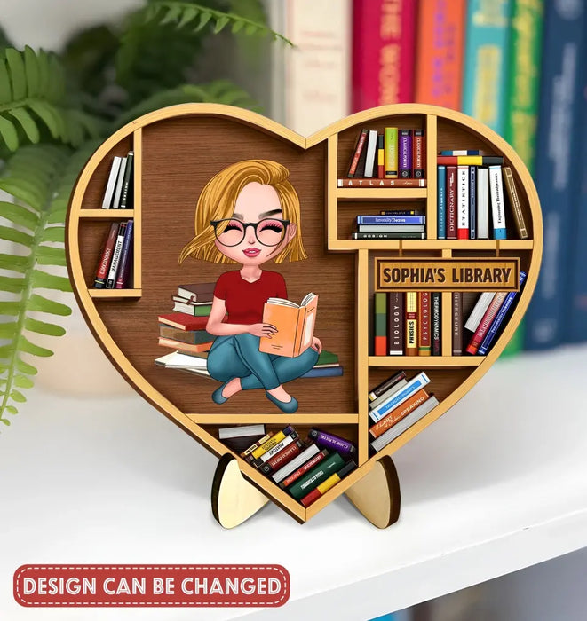 Personalized Library 2 Layered Wooden Sign - Gift Idea for Reading Book Lover/Bookself Decoration