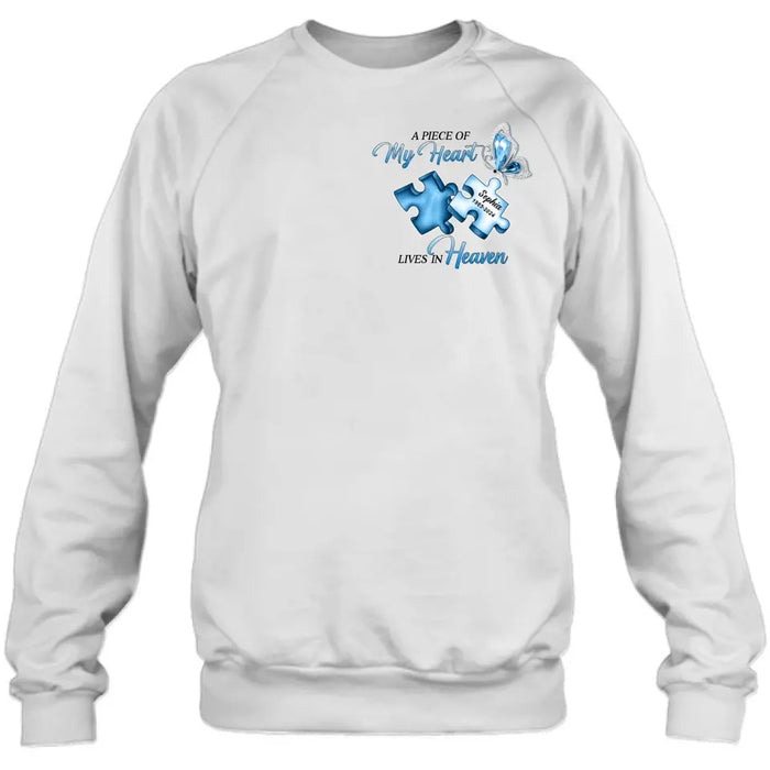 Custom Personalized Ombre Memorial T-Shirt/ Hoodie - Memorial Gift Idea - A Piece Of My Heart Lives In Heaven