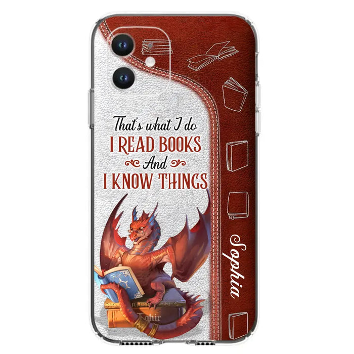 Custom Personalized Red Book Dragon Phone Case - Gift Idea For Book Lovers - That's What I Do I Read Books And I Know Things - Case For iPhone/ Samsung