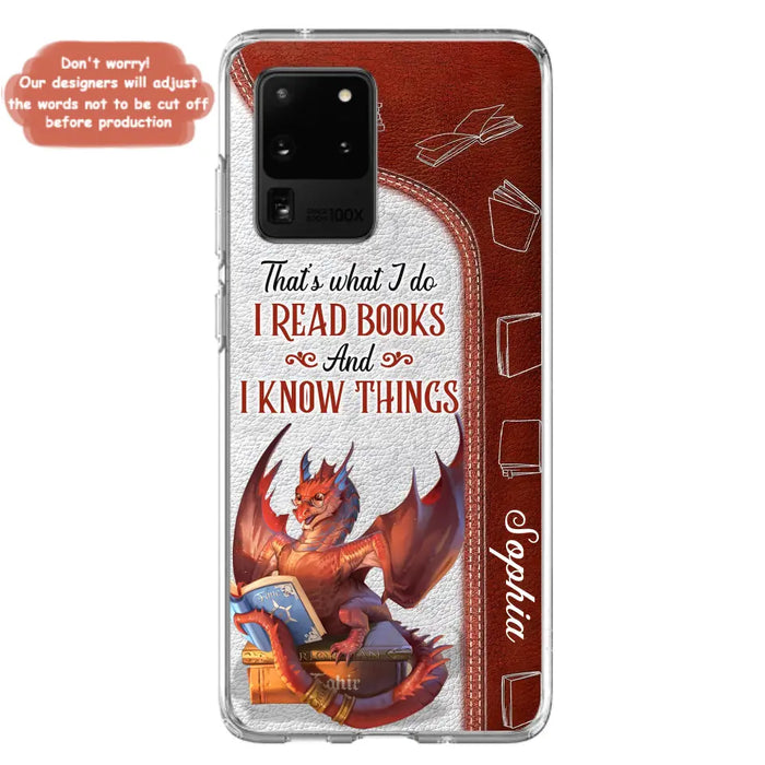 Custom Personalized Red Book Dragon Phone Case - Gift Idea For Book Lovers - That's What I Do I Read Books And I Know Things - Case For iPhone/ Samsung