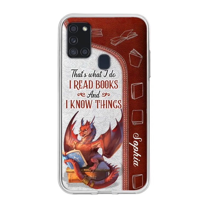 Custom Personalized Red Book Dragon Phone Case - Gift Idea For Book Lovers - That's What I Do I Read Books And I Know Things - Case For iPhone/ Samsung