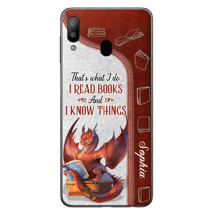 Custom Personalized Red Book Dragon Phone Case - Gift Idea For Book Lovers - That's What I Do I Read Books And I Know Things - Case For iPhone/ Samsung