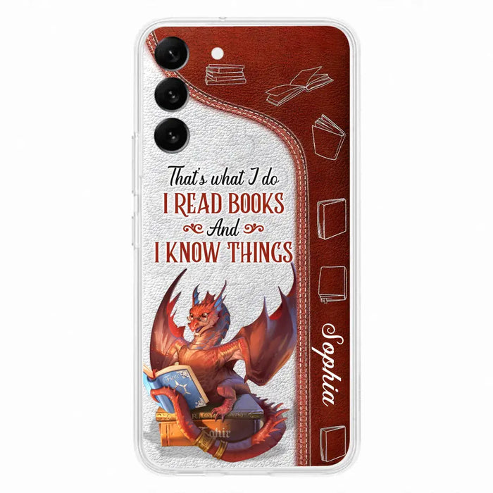 Custom Personalized Red Book Dragon Phone Case - Gift Idea For Book Lovers - That's What I Do I Read Books And I Know Things - Case For iPhone/ Samsung