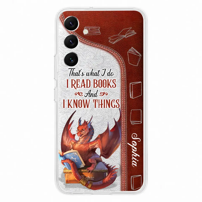 Custom Personalized Red Book Dragon Phone Case - Gift Idea For Book Lovers - That's What I Do I Read Books And I Know Things - Case For iPhone/ Samsung