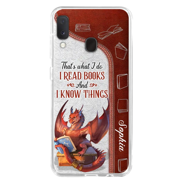 Custom Personalized Red Book Dragon Phone Case - Gift Idea For Book Lovers - That's What I Do I Read Books And I Know Things - Case For iPhone/ Samsung