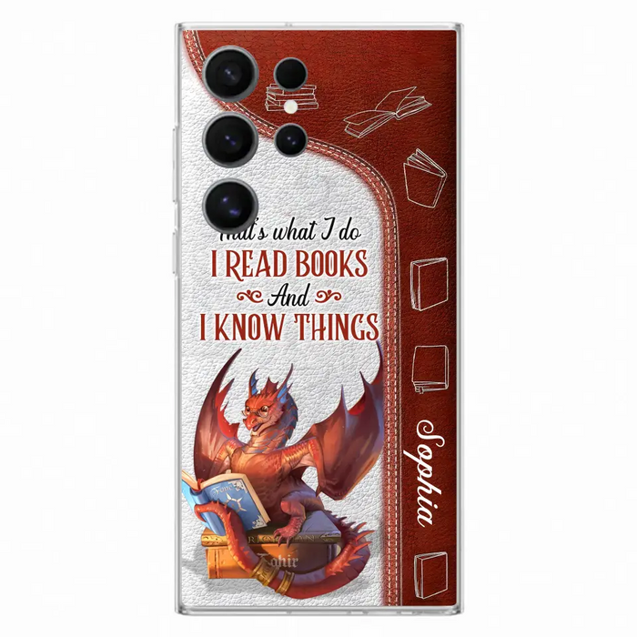 Custom Personalized Red Book Dragon Phone Case - Gift Idea For Book Lovers - That's What I Do I Read Books And I Know Things - Case For iPhone/ Samsung