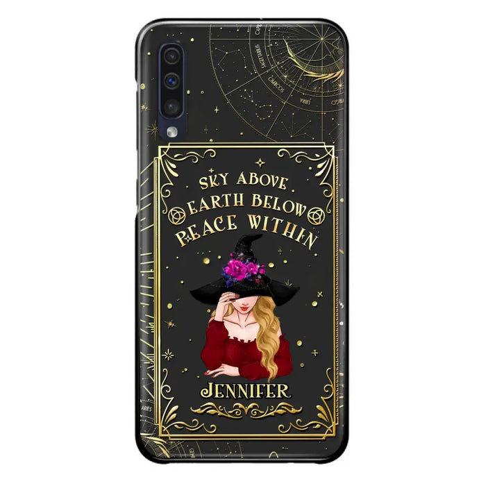 Custom Personalized Witch Tarrot Card Phone Case - Gift Idea For Witch/ Tarrot Lover - Sky Above Earth Below Peace Within - Case For iPhone/ Samsung