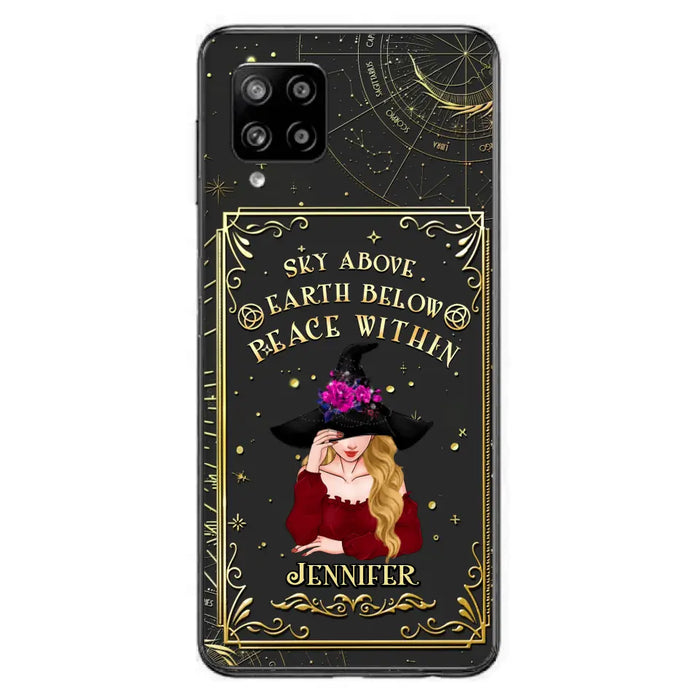 Custom Personalized Witch Tarrot Card Phone Case - Gift Idea For Witch/ Tarrot Lover - Sky Above Earth Below Peace Within - Case For iPhone/ Samsung