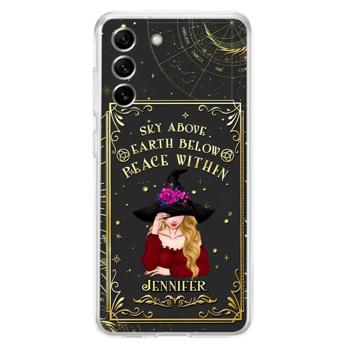 Custom Personalized Witch Tarrot Card Phone Case - Gift Idea For Witch/ Tarrot Lover - Sky Above Earth Below Peace Within - Case For iPhone/ Samsung