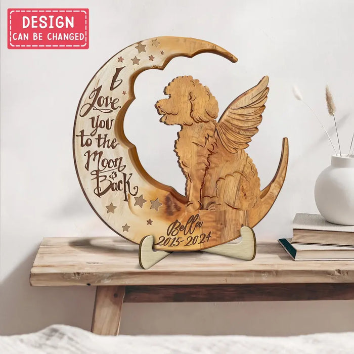 Personalized Dachshund Moon 2 Layered Wooden Art - Memorial Gift Idea For Dog Mom/Dog Dad - I Love You To The Moon & Back