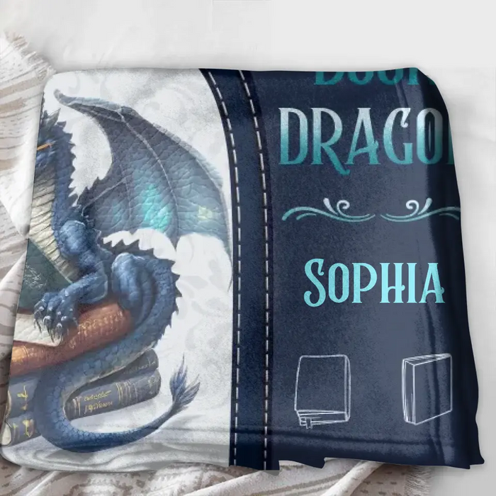 Custom Personalized Book Dragon Quilt/ Fleece Throw Blanket - Gift Idea For Book Lover - In A World Of Book Worms Be A Book Dragon